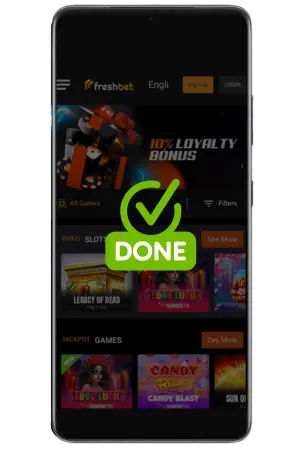 Registration successful ready to play on Freshbet UK casino now
