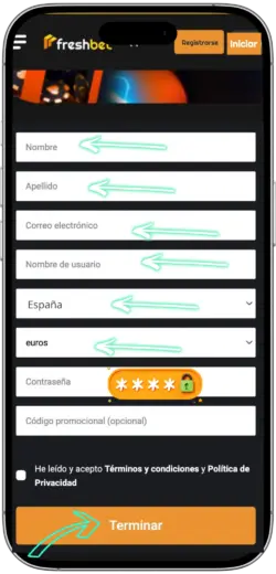 Ingrese sus datos personales y confirme su registro