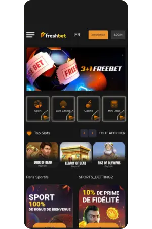 Page d'accueil Freshbet Casino avec 5000 jeux populaires disponibles