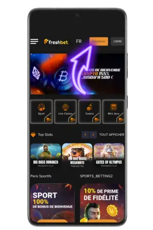 Cliquez sur inscription Freshbet login depuis page d'accueil officielle