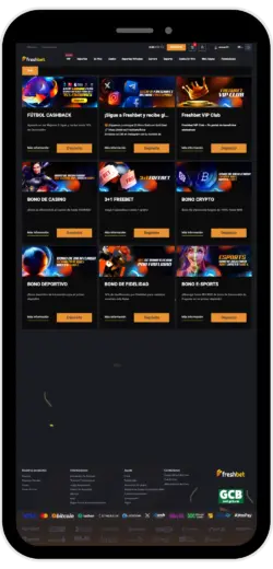 Inicie sesión en su cuenta y Freshbet bonificación por registro